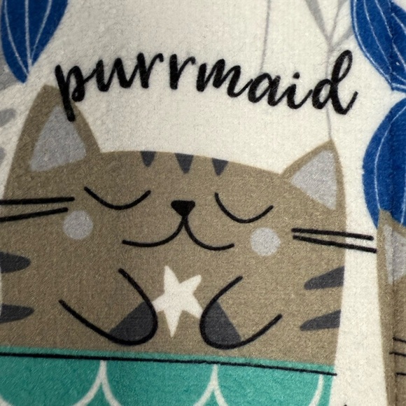 Kitchen Microfiber Dish Drying Mat Cat Fish Purrmaid 13.5”x 20” Blue Green NEW - Picture 5 of 9